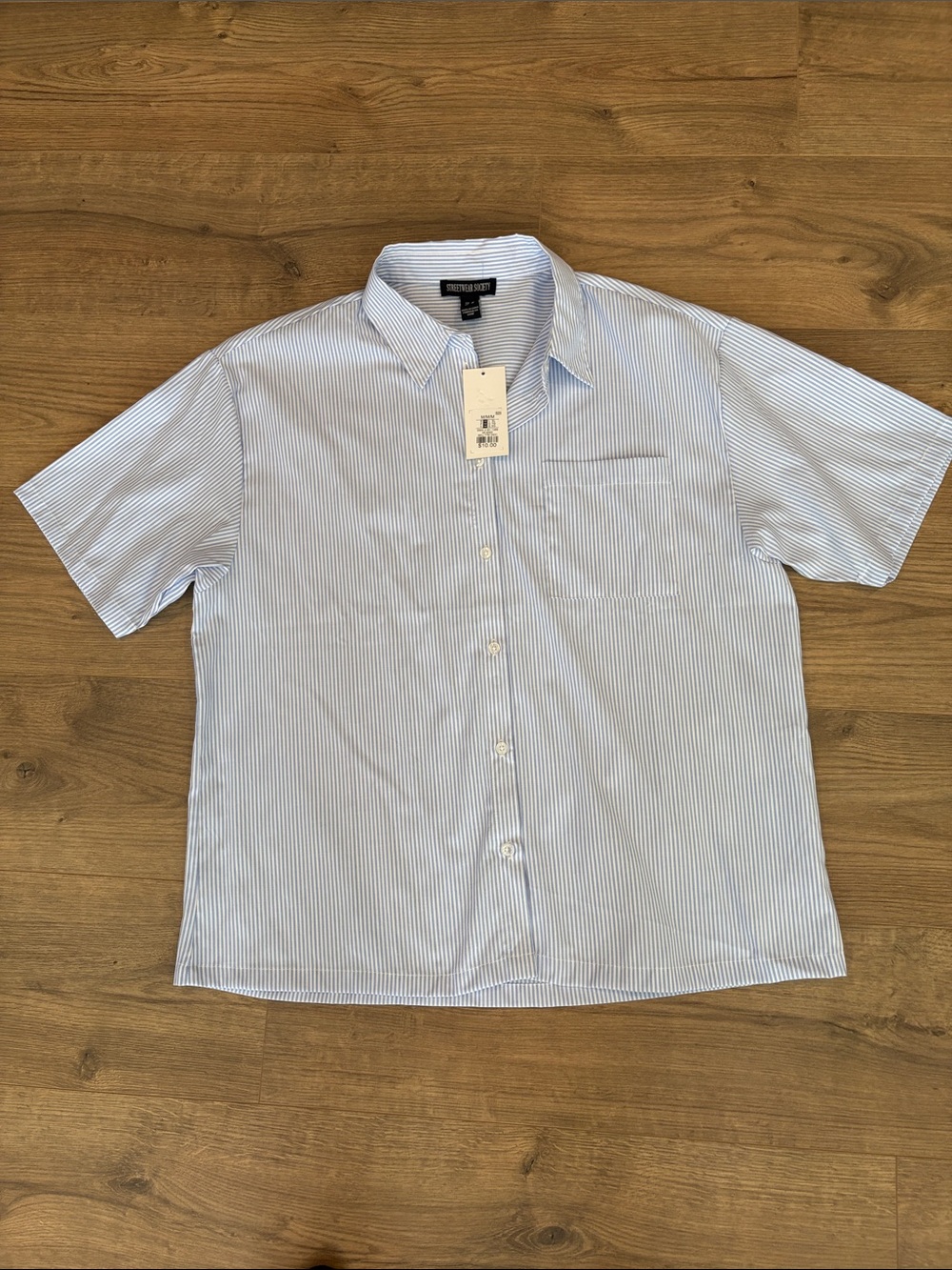 Streetwear Society Light Blue & White Stripe Short-Sleeve Button-Down Shirt
